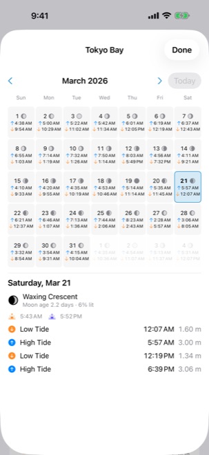 The moon phase calendar