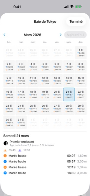 Le calendrier des phases de la Lune