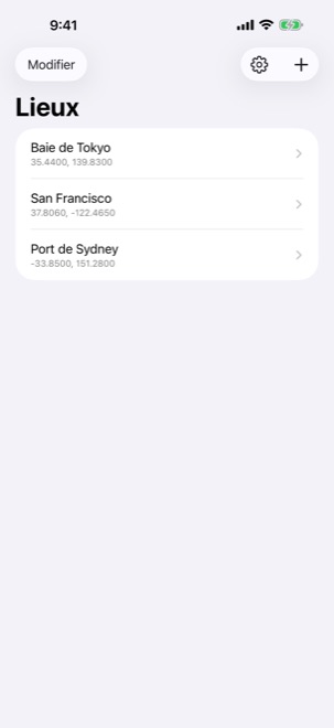 Vos lieux enregistrés