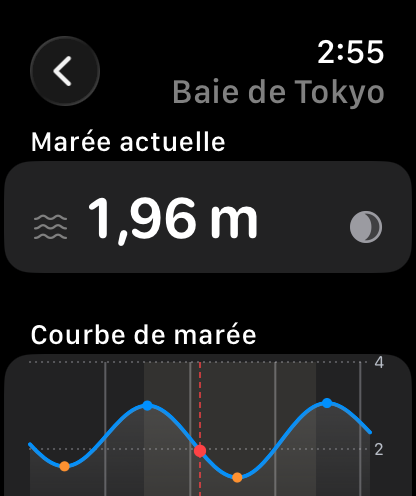 La marée du jour sur Apple Watch