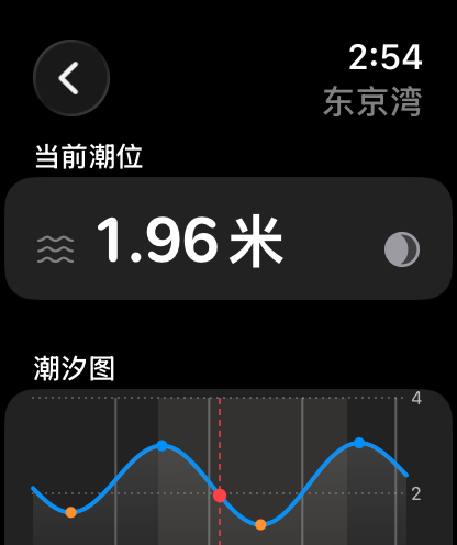 Apple Watch 上的当天潮汐